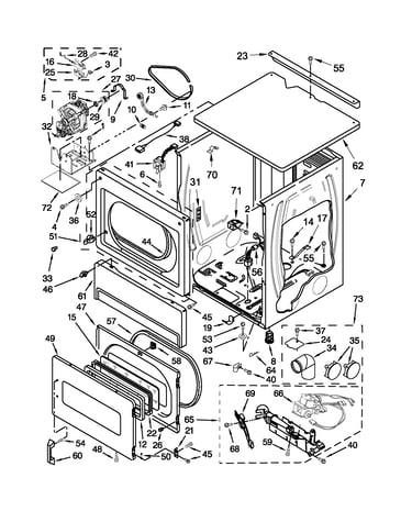 Upper cabinet and front panel parts