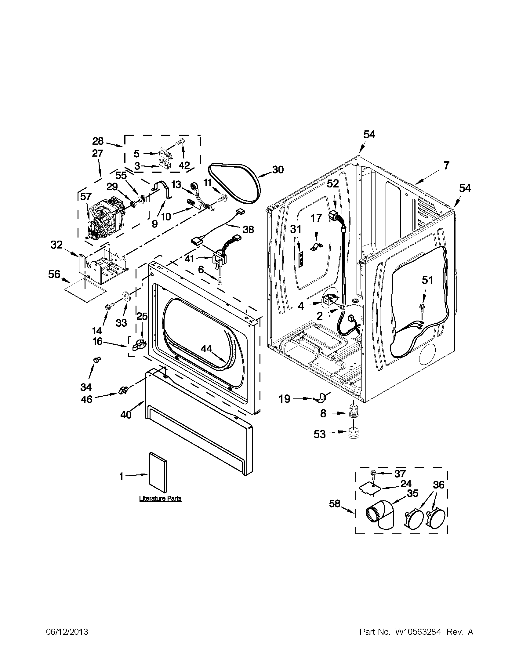 Lower cabinet and front panel parts