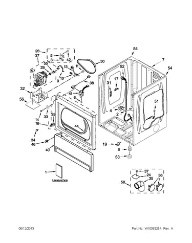 Lower cabinet and front panel parts