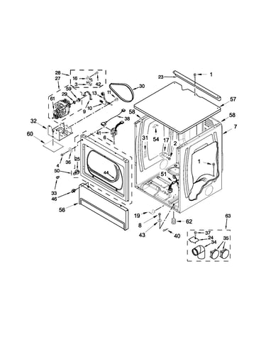 Upper cabinet and front panel parts