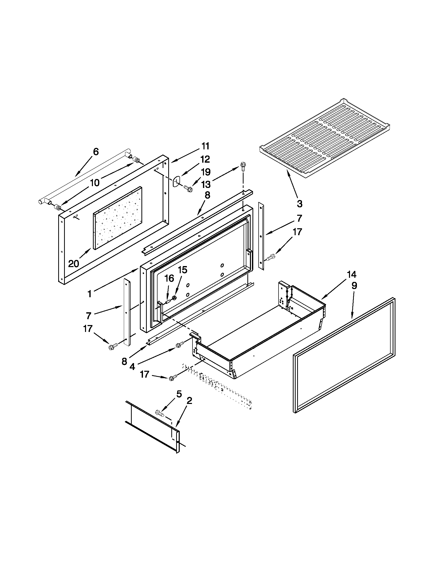 Freezer door and basket parts