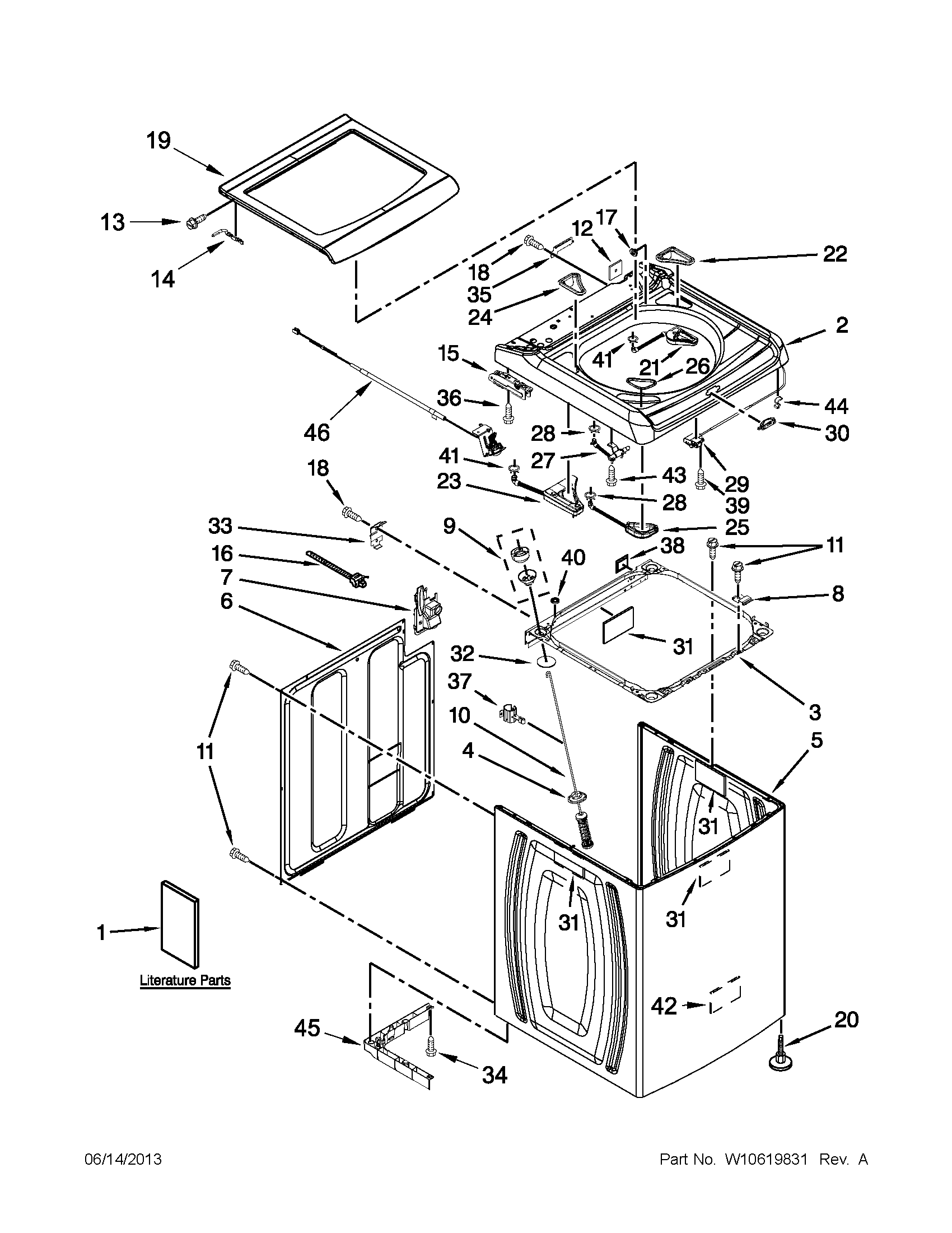 Top and cabinet parts