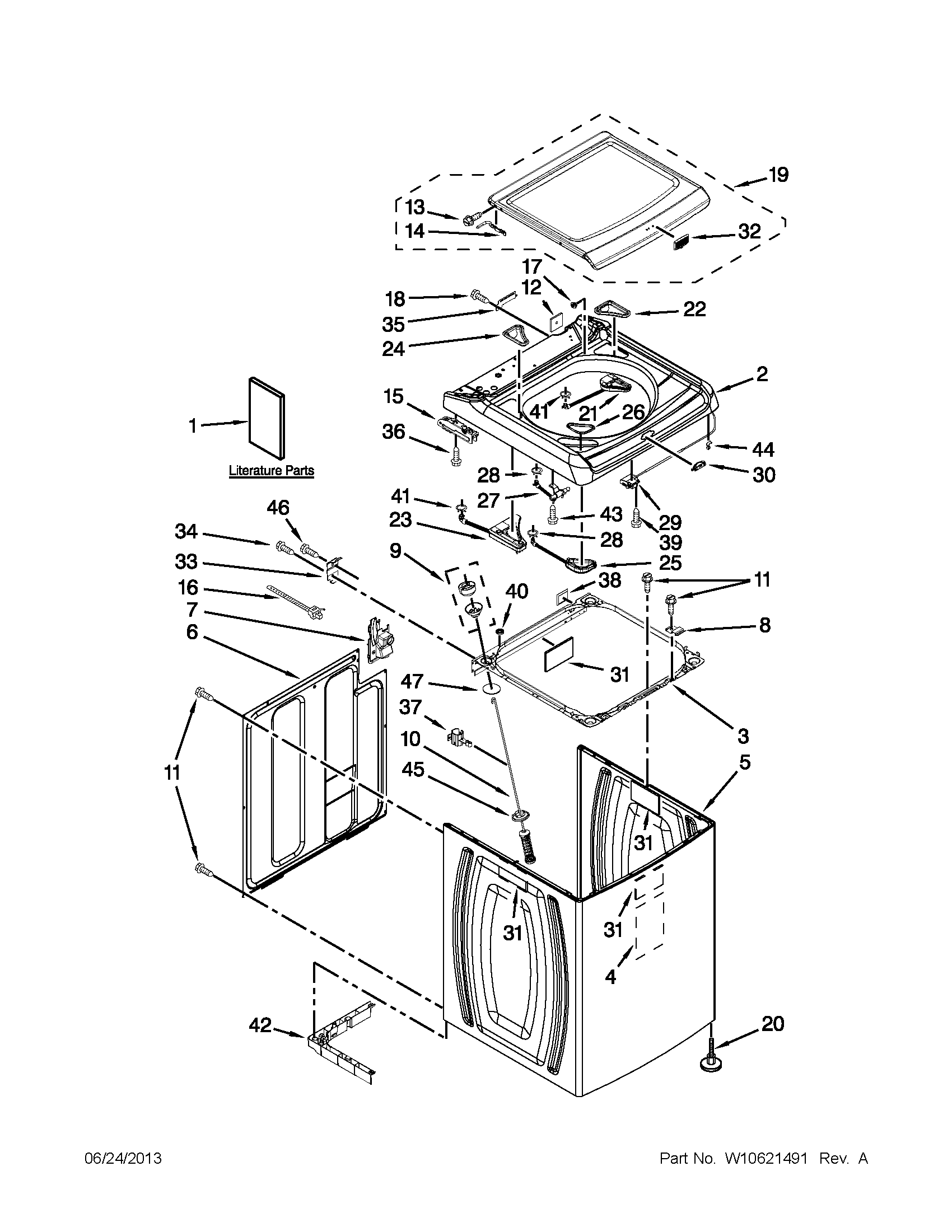 Top and cabinet parts