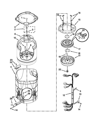Motor, basket and tub parts
