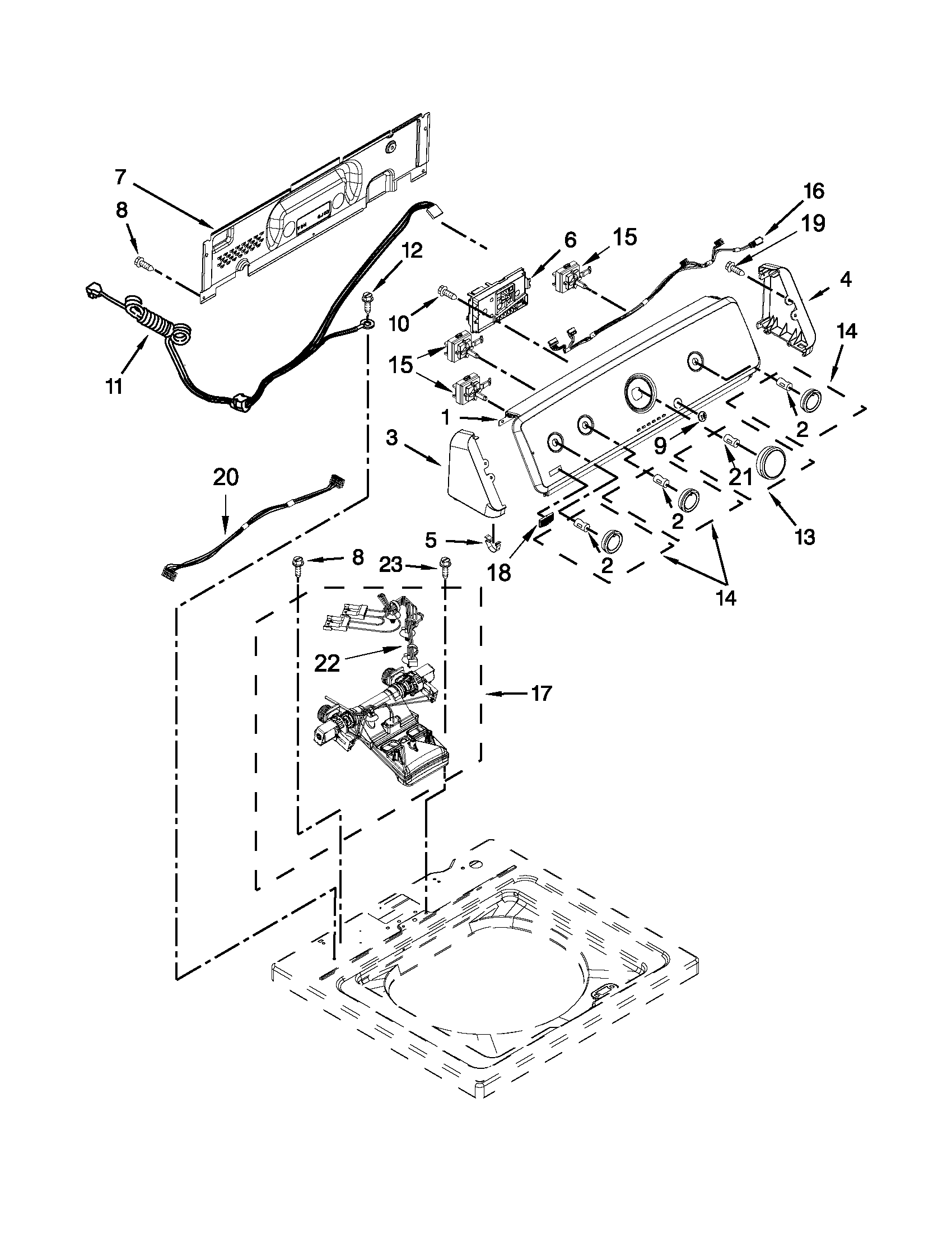 Controls and water inlet parts