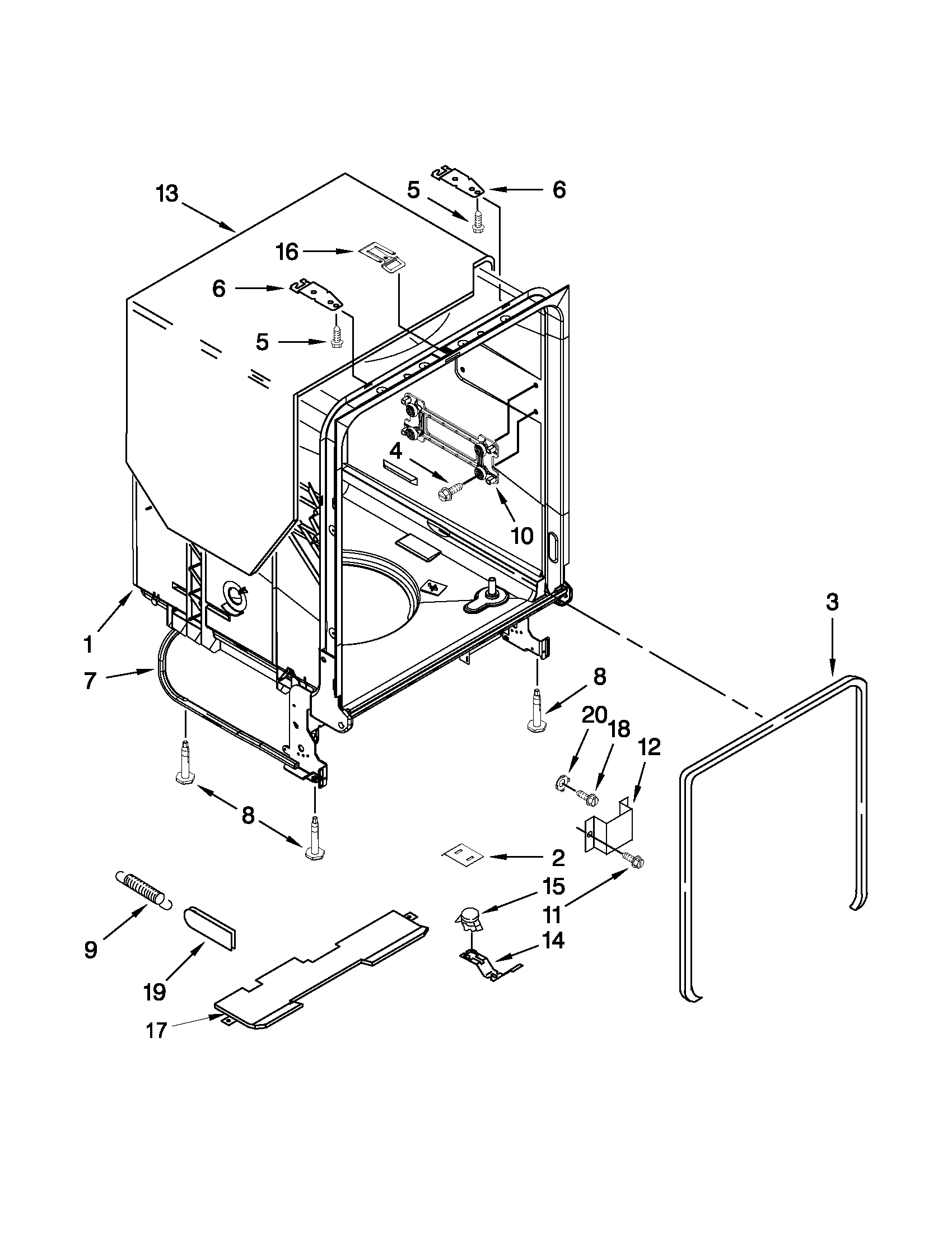 TUB AND FRAME PARTS