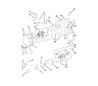 Maytag MED7500YW0 drum and motor parts diagram