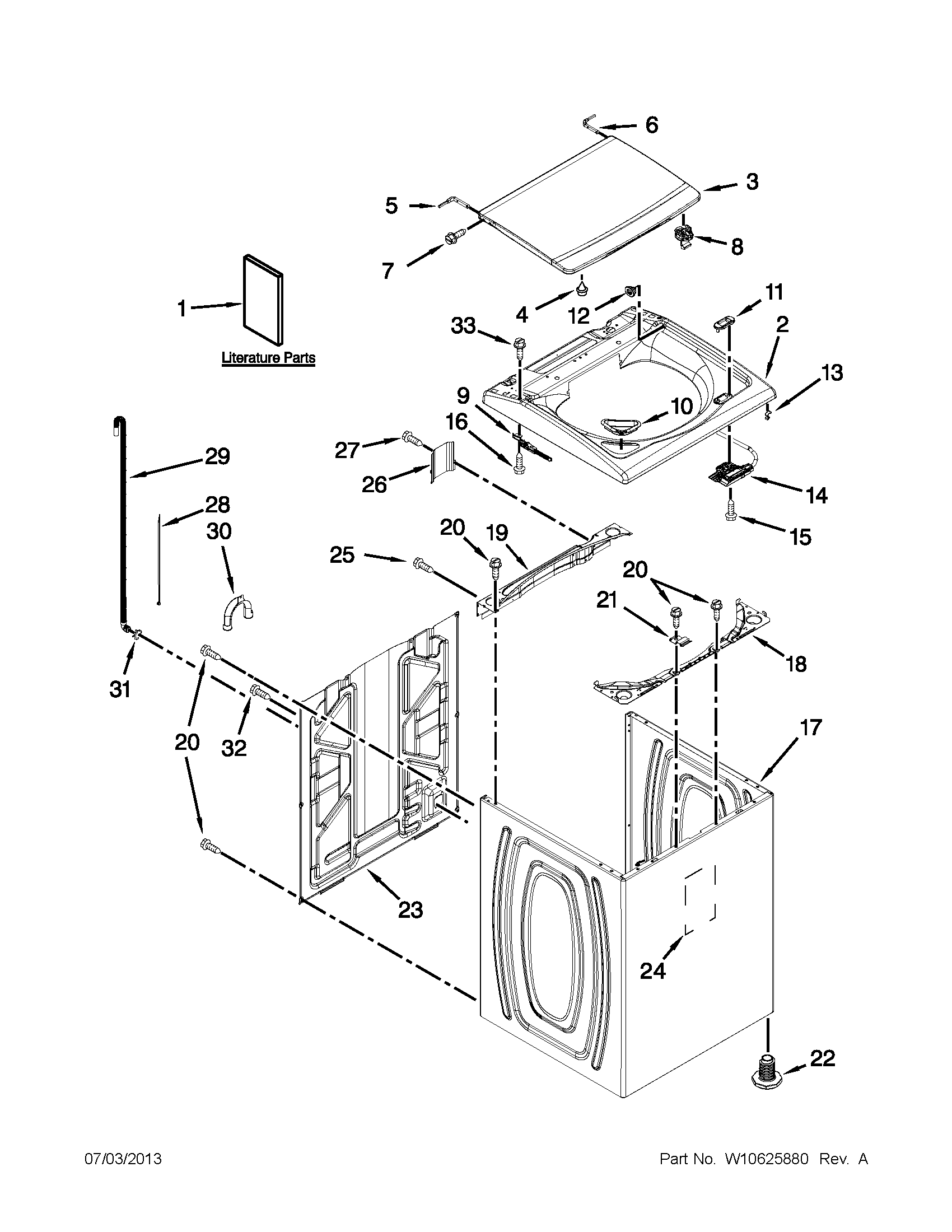 Top and cabinet parts