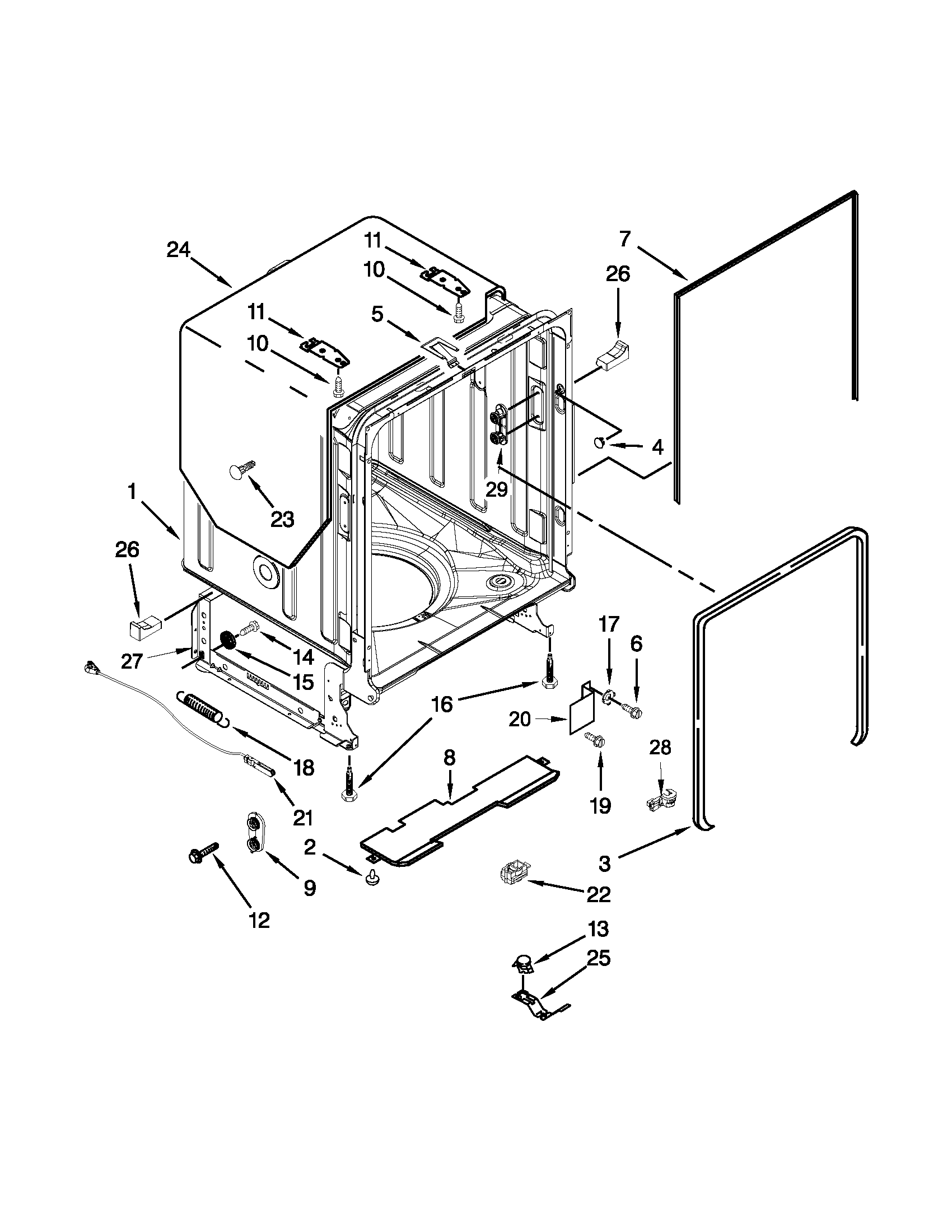 TUB AND FRAME PARTS