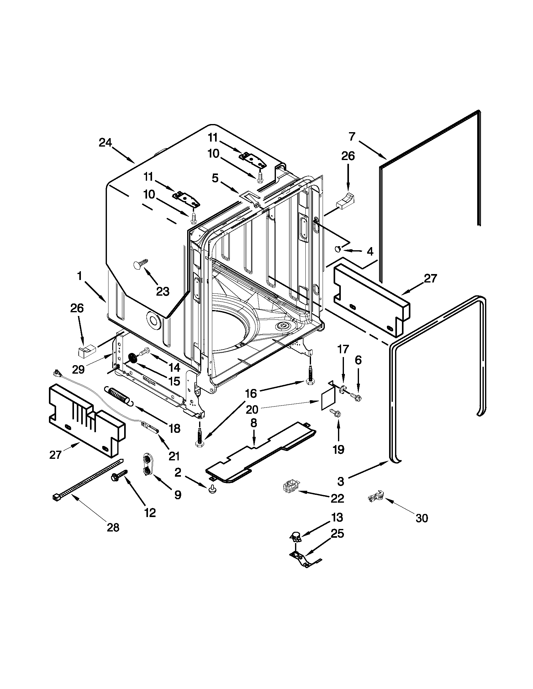 Tub and frame parts