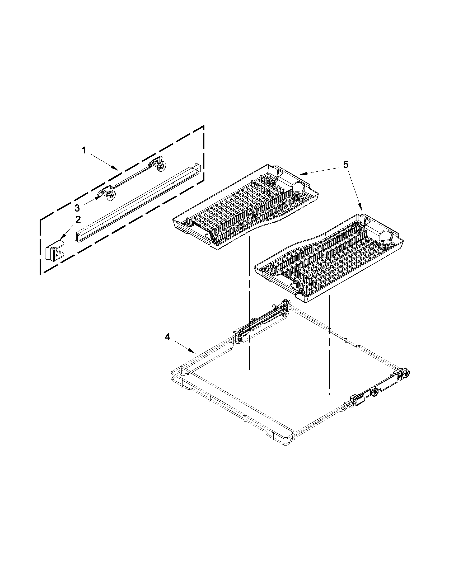 Third level rack and track parts