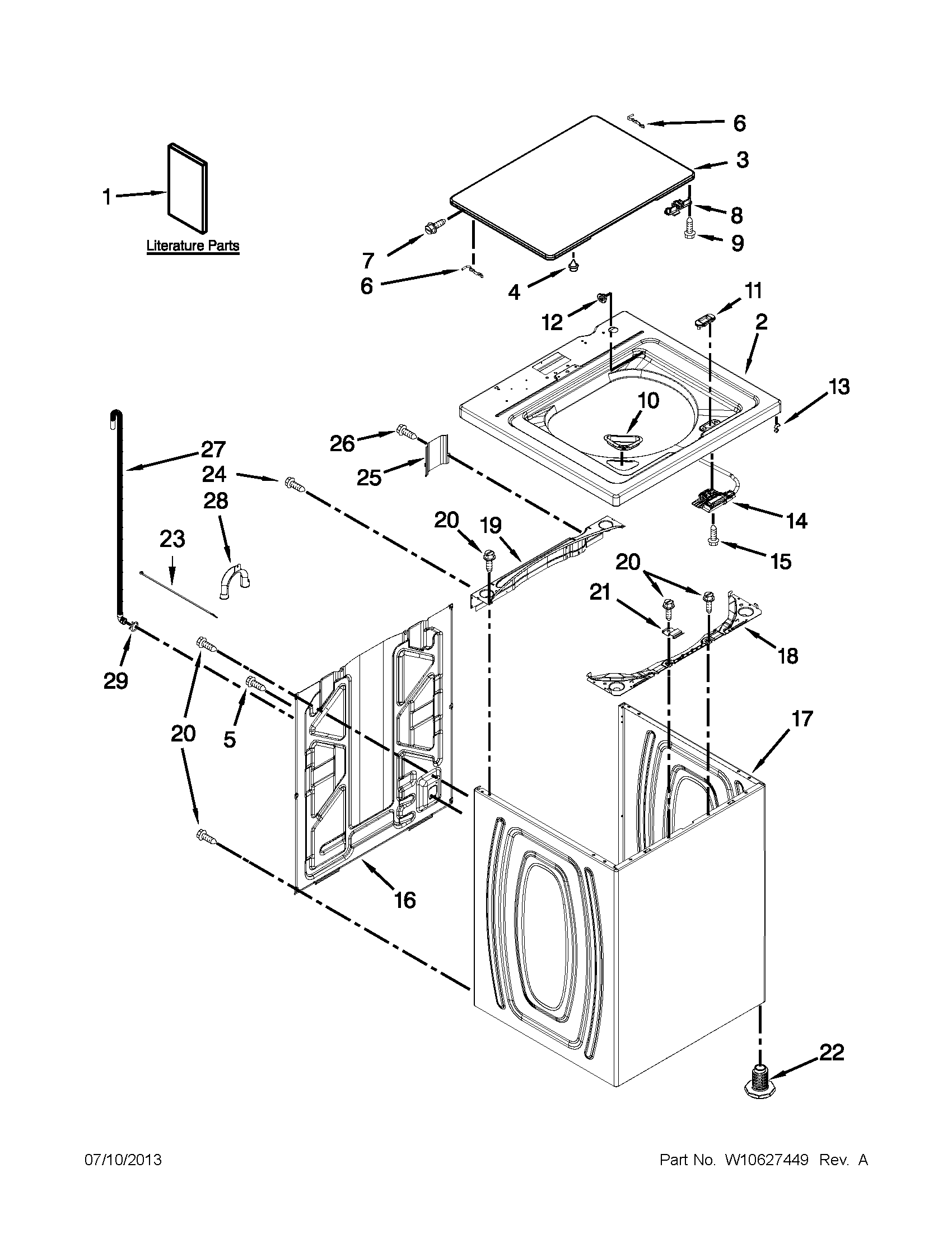 Top and cabinet parts