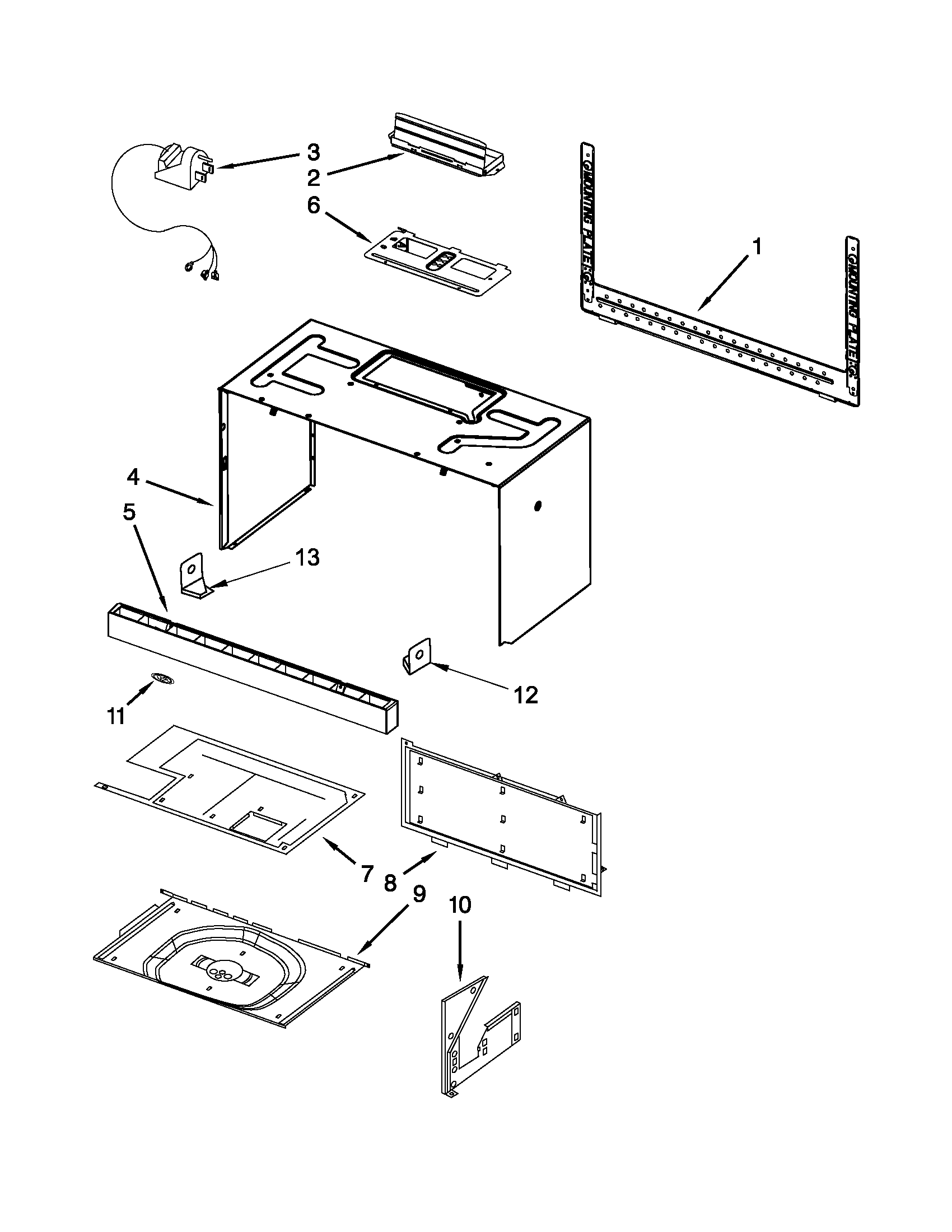 Cabinet and installation parts