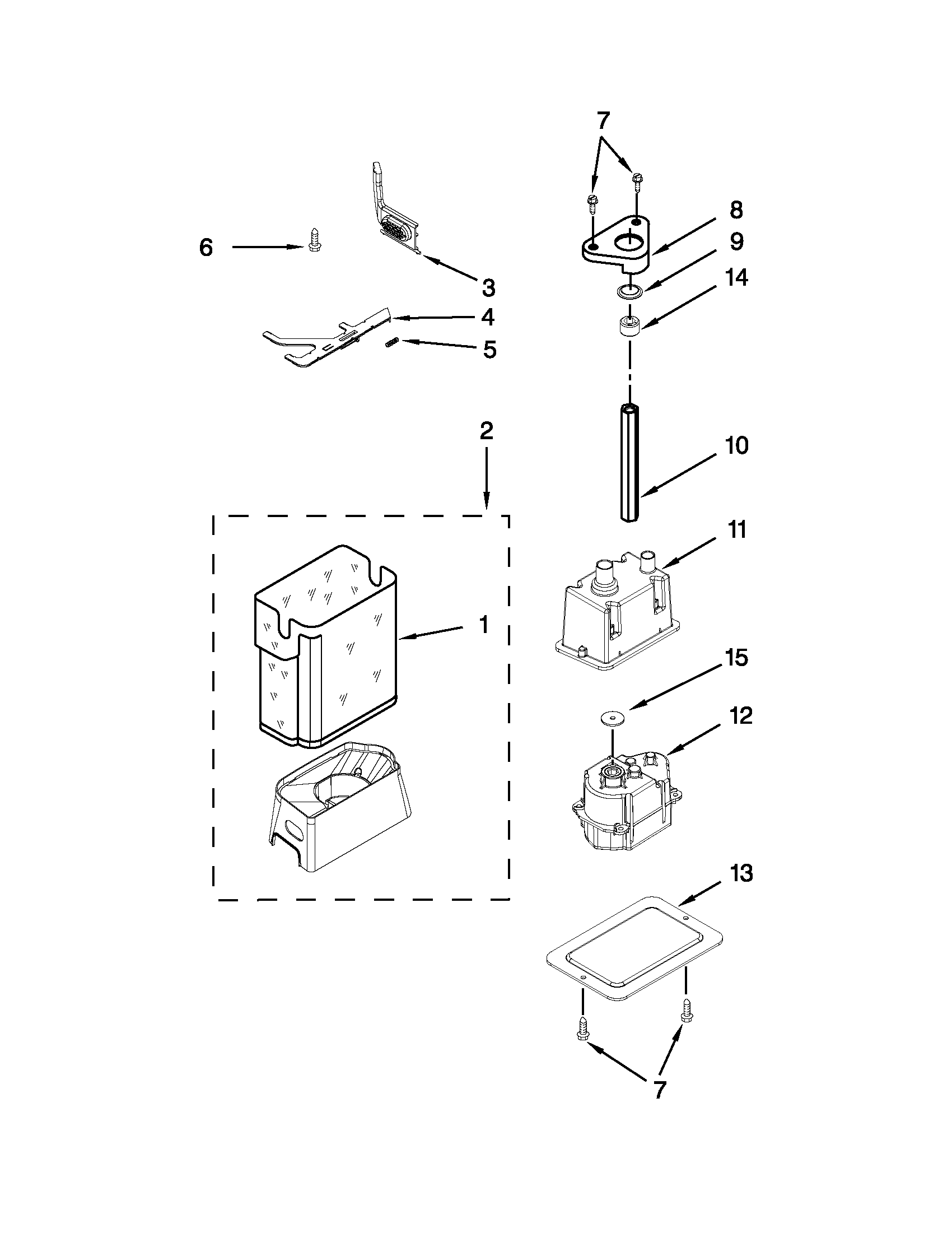Motor and ice container parts