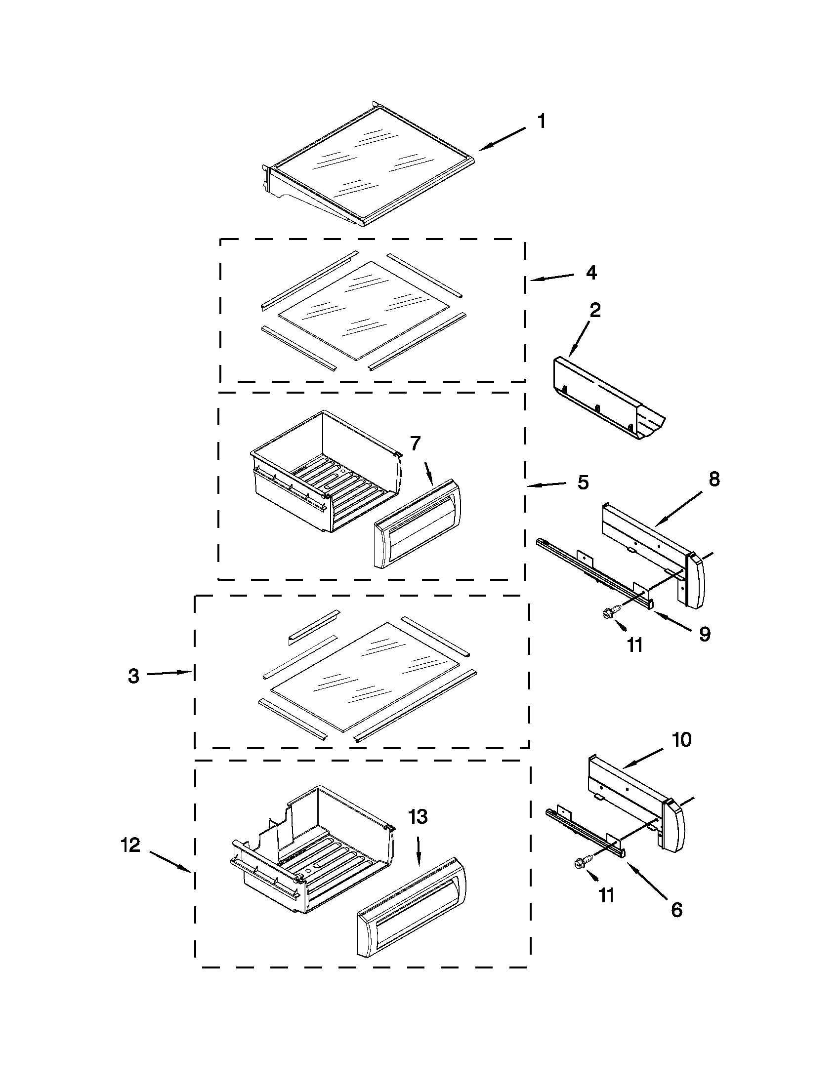 Refrigerator shelf parts