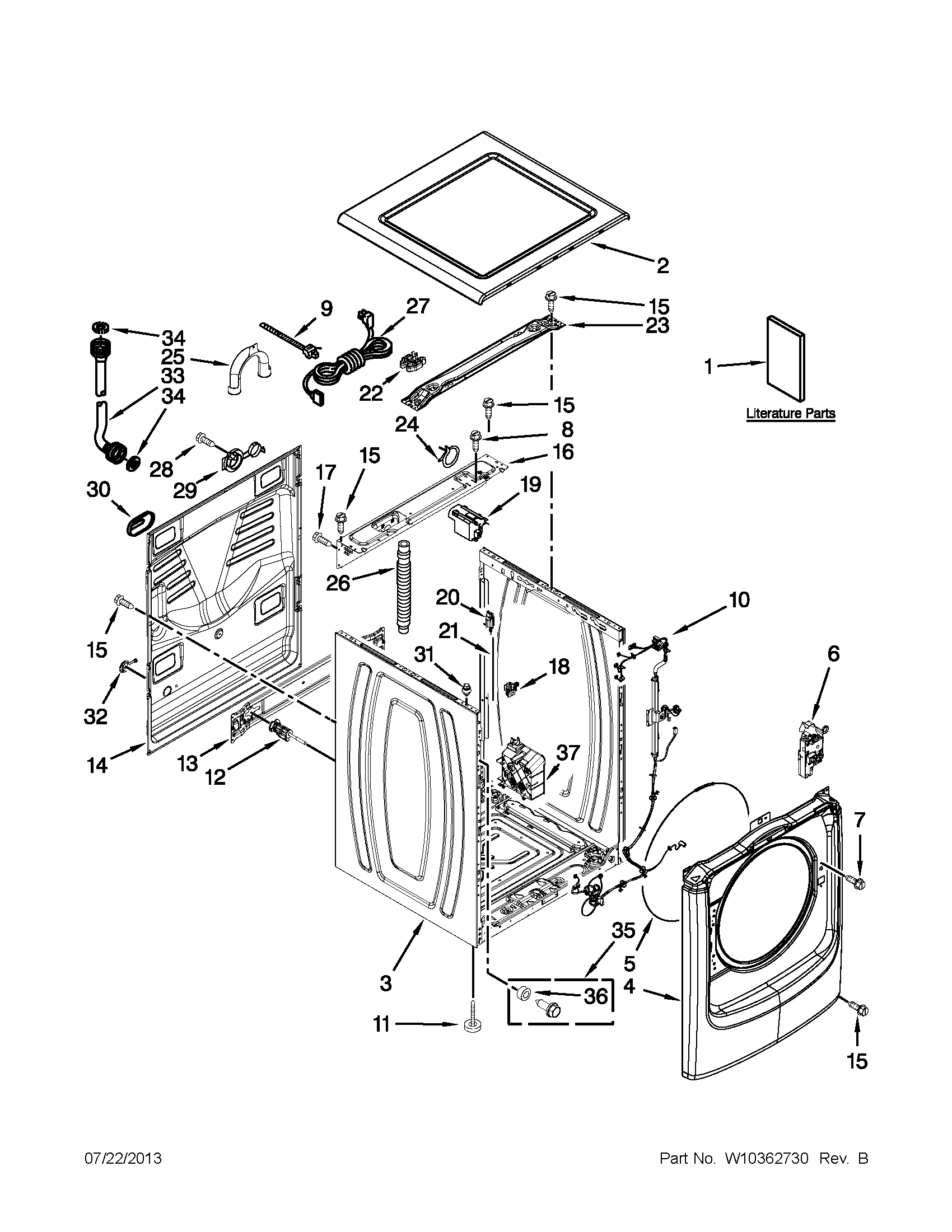 Top and cabinet parts