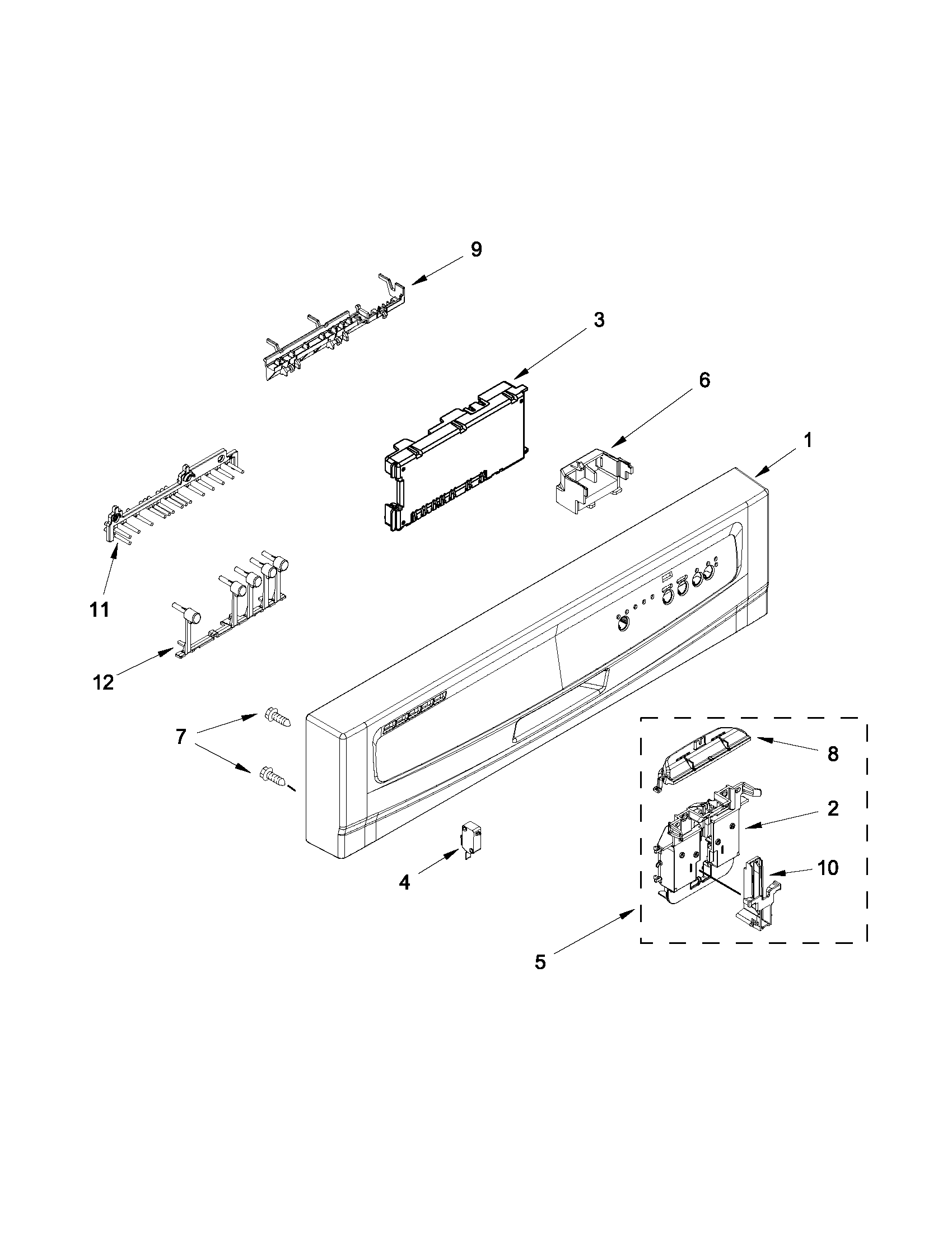 Control panel and latch parts
