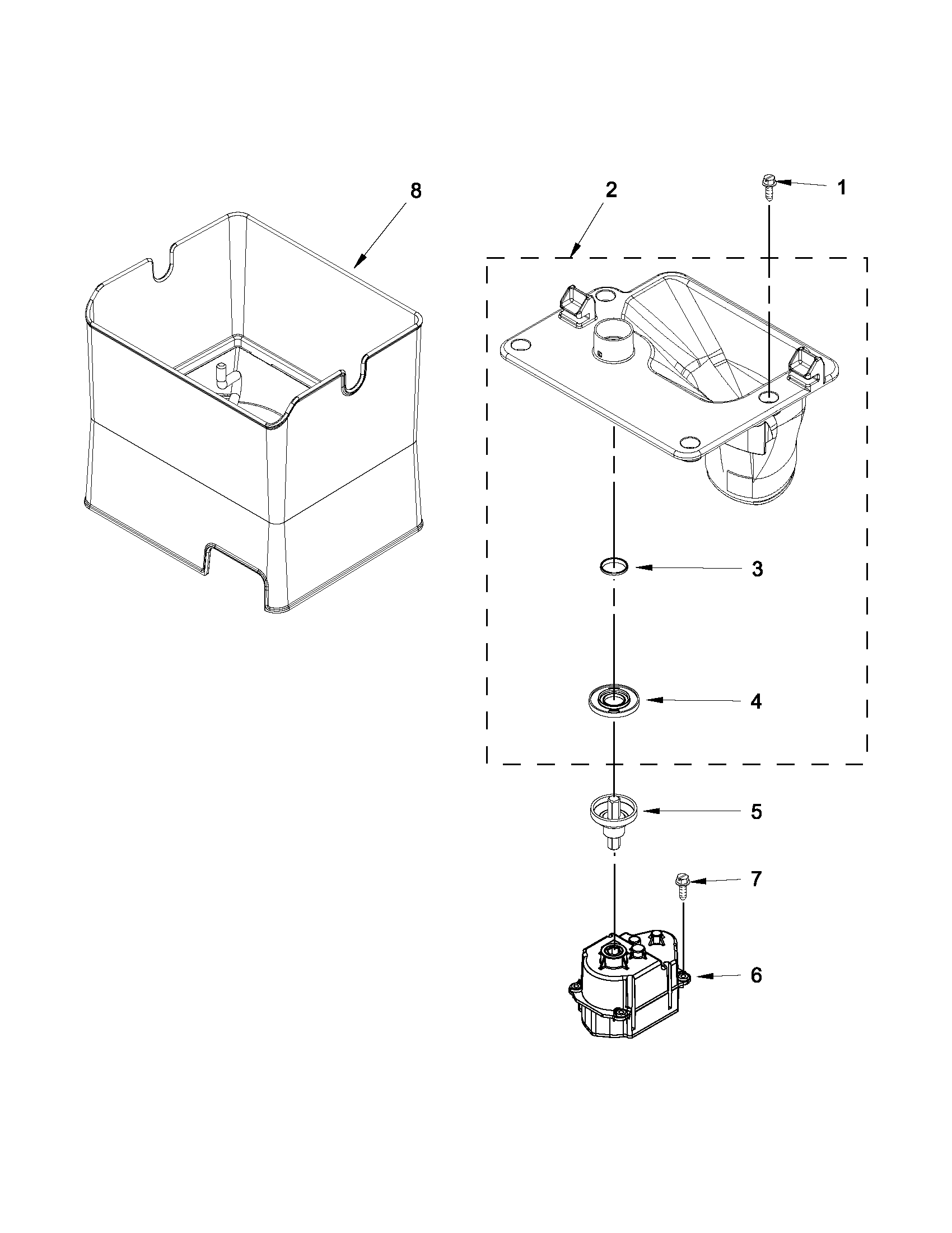 Motor and ice container parts