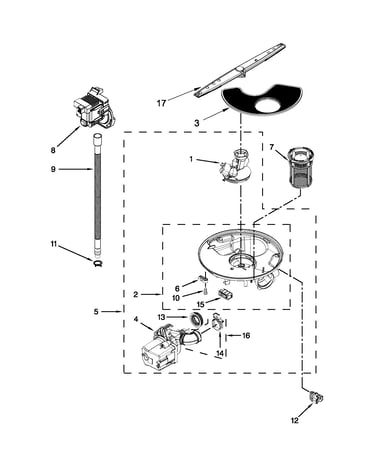 Pump, washarm and motor parts