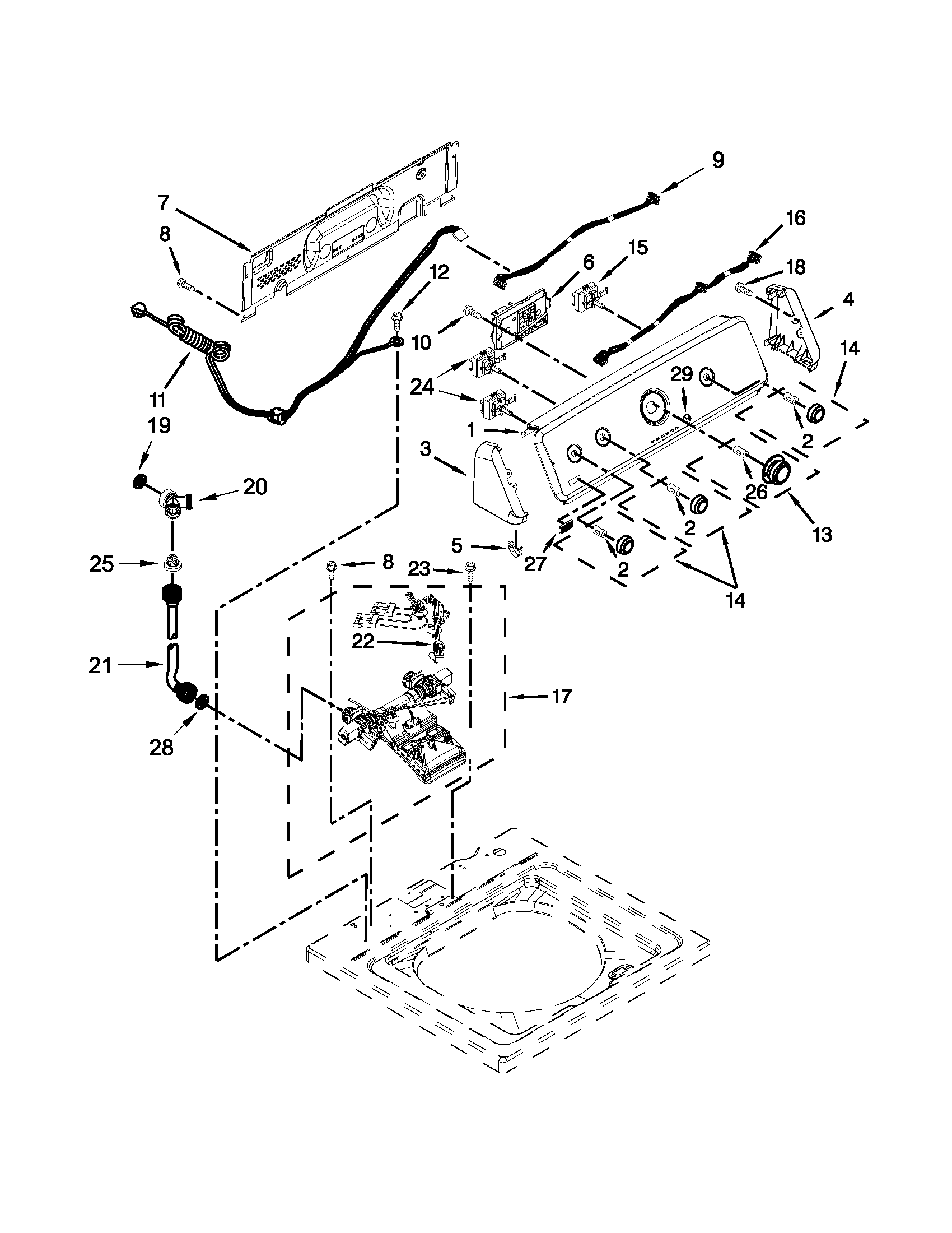 Controls and water inlet parts