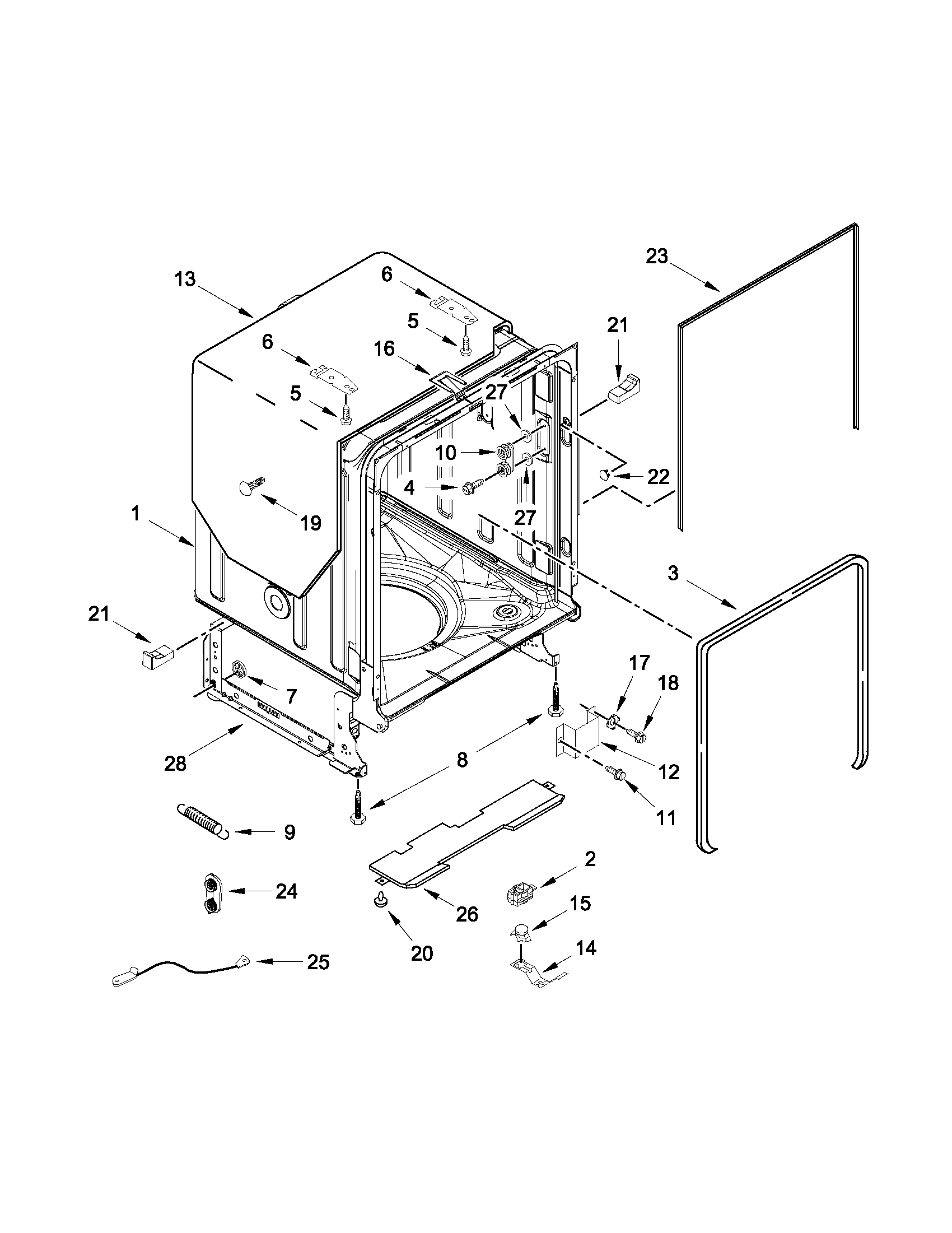 TUB AND FRAME PARTS