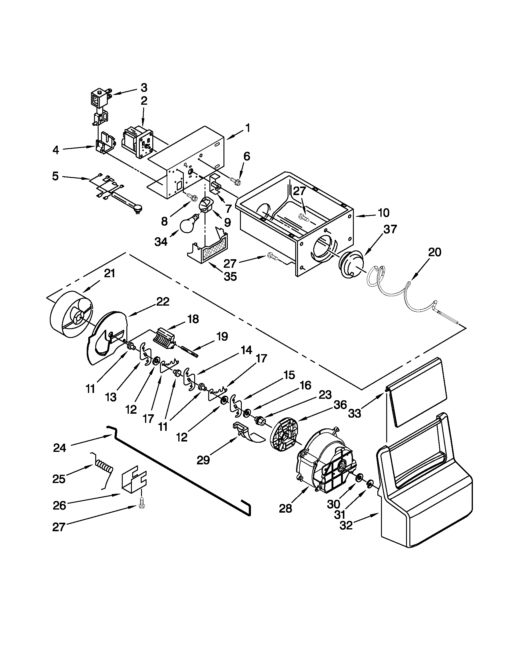 MOTOR AND ICE CONTAINER PARTS