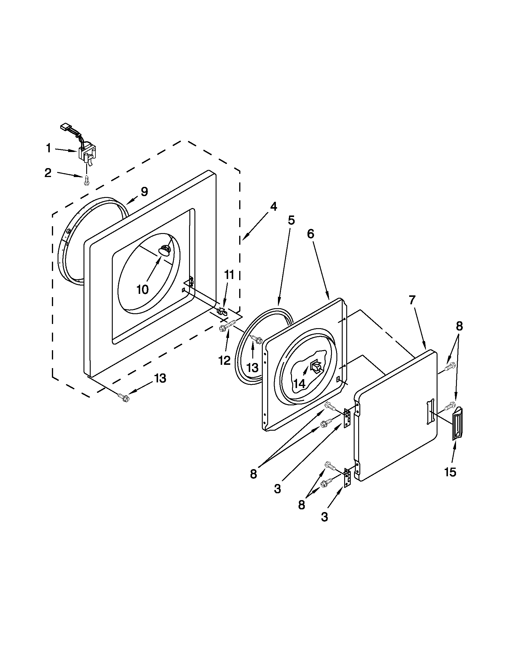 Dryer front panel and door parts