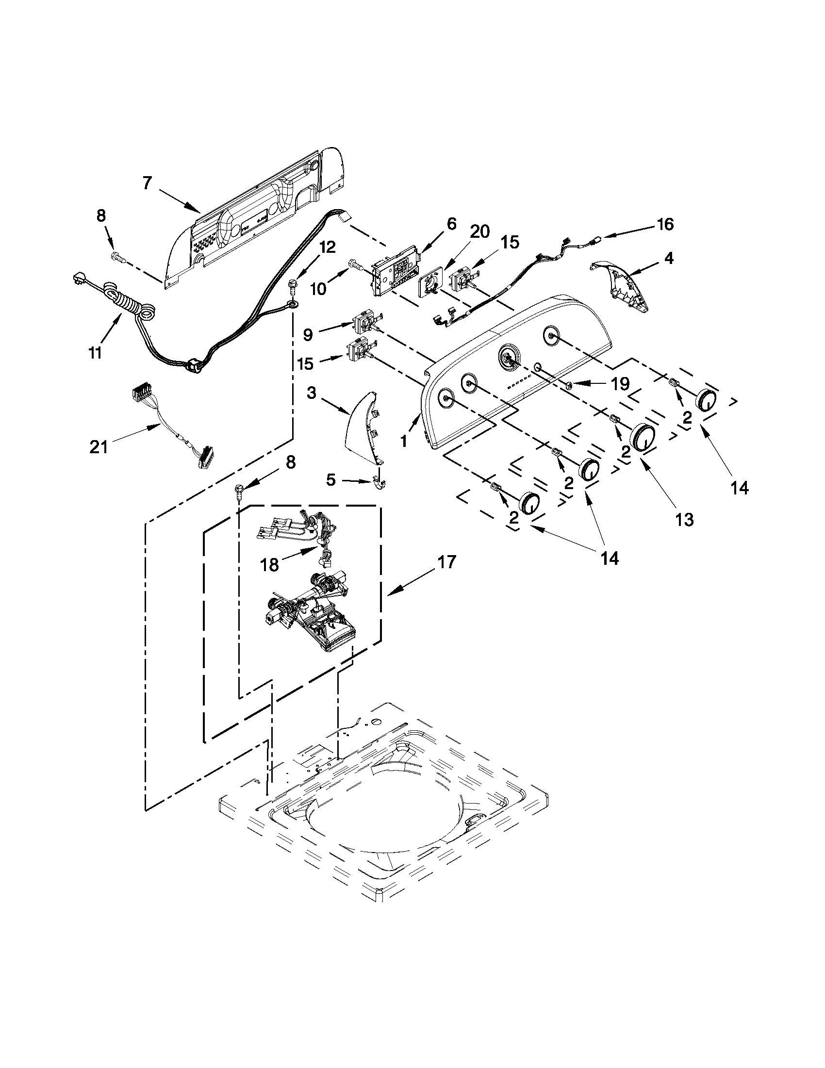 Controls and water inlet parts