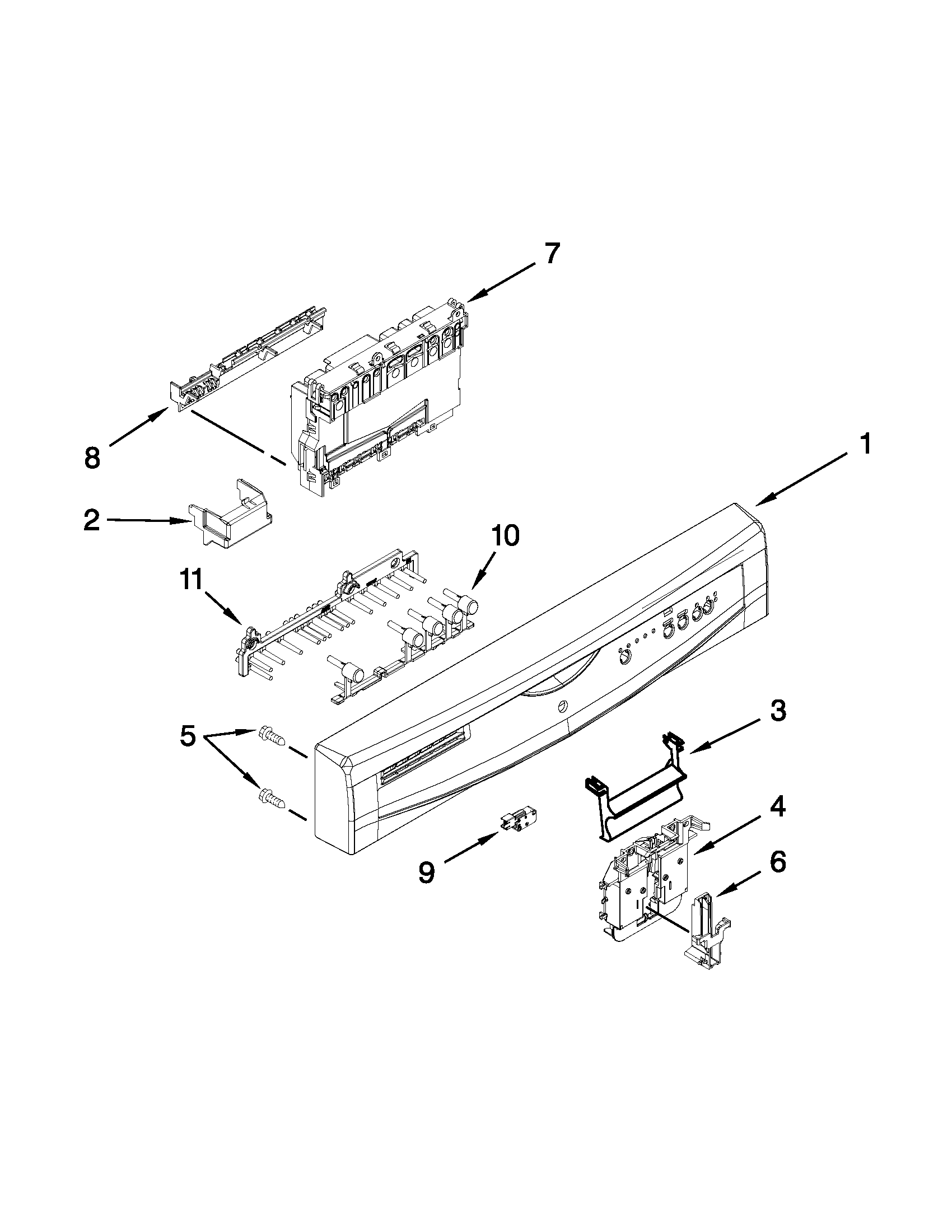 Control panel and latch parts