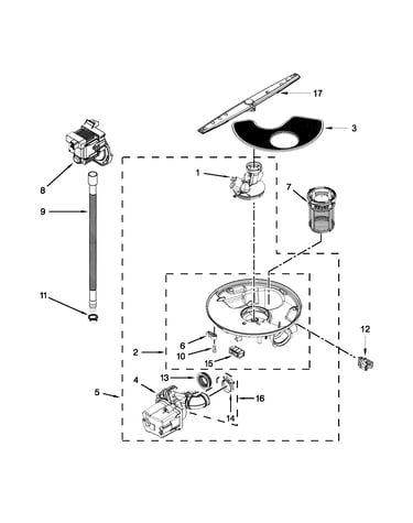 Pump, washarm and motor parts