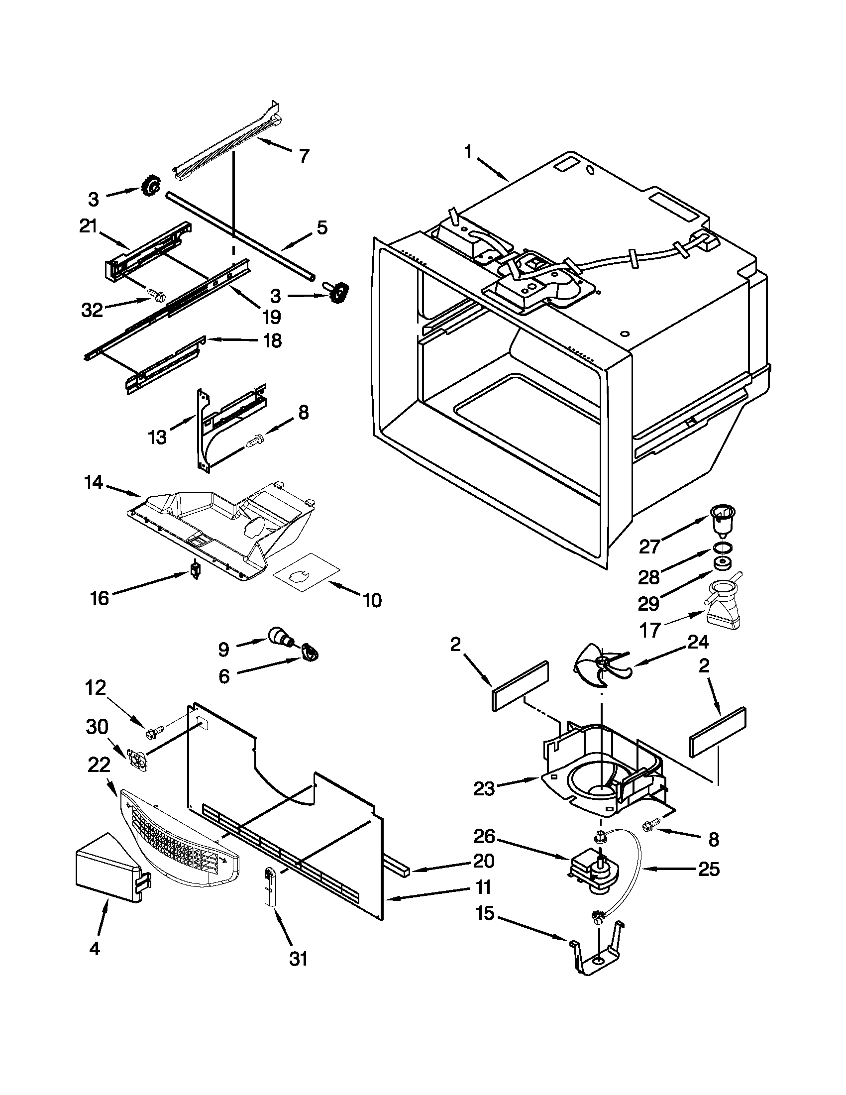 Freezer liner parts