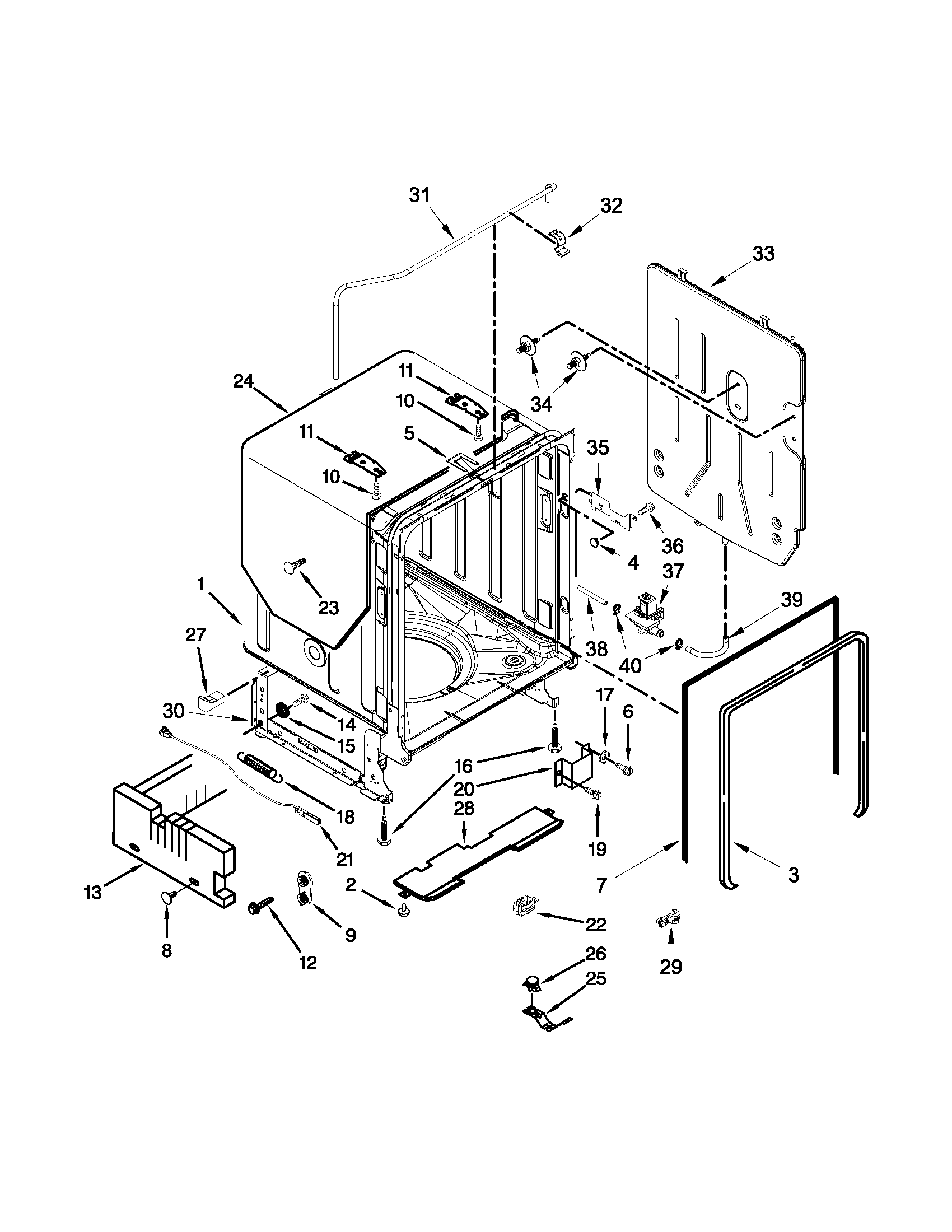 Tub, tank and frame parts