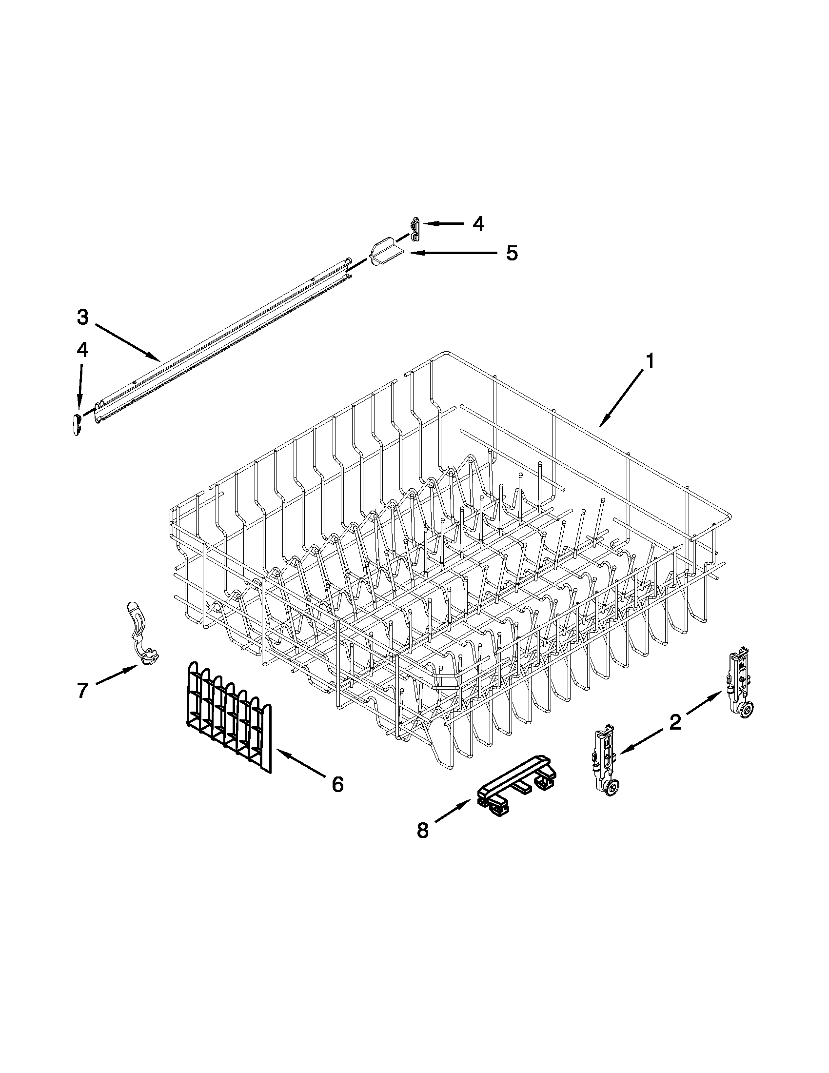 Upper rack and track parts