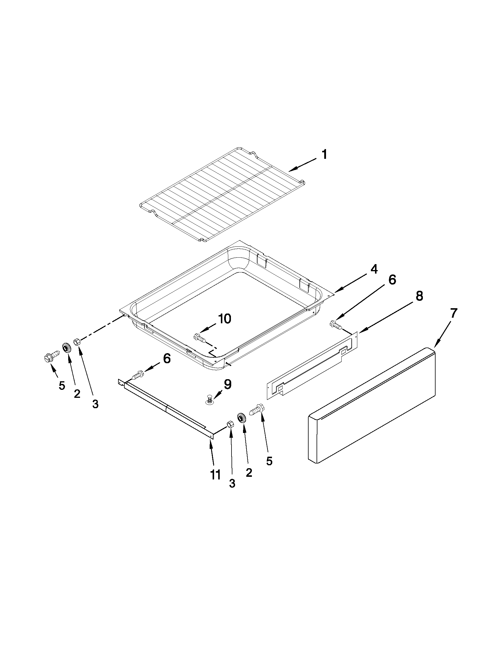 Drawer and rack parts