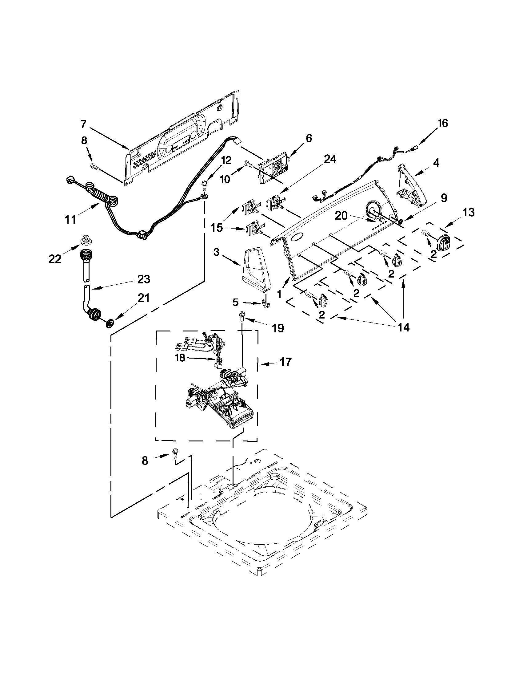 Controls and water inlet parts