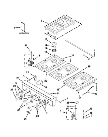 Cooktop, burner and grate parts