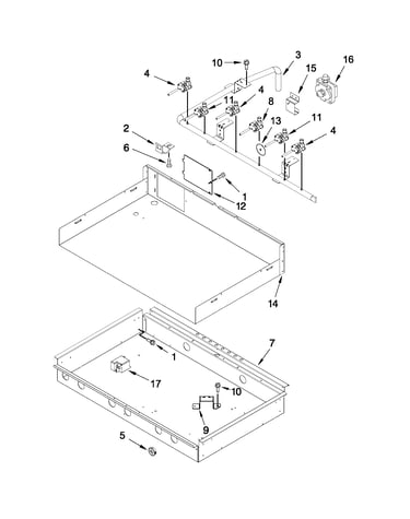Burner box, gas valves and switches
