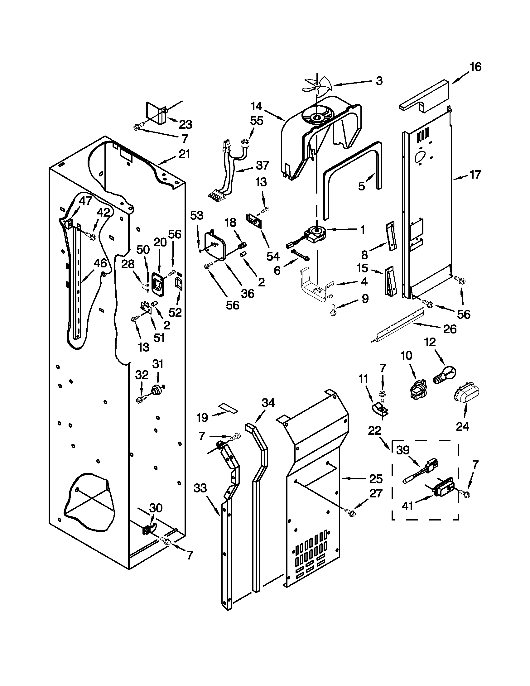 Freezer liner and air flow parts