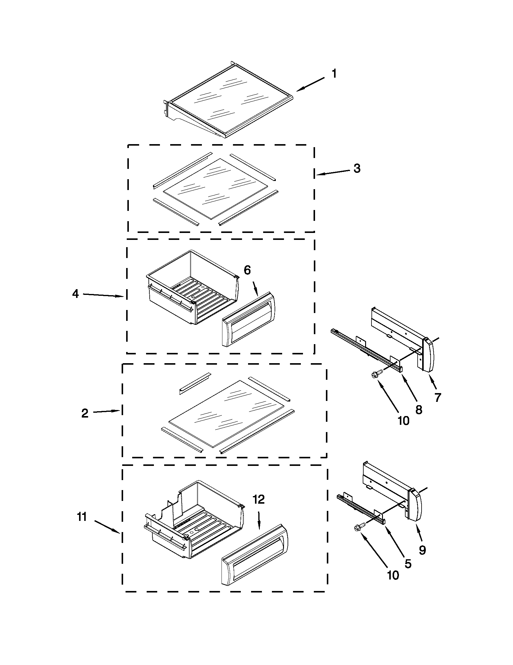 Refrigerator shelf parts