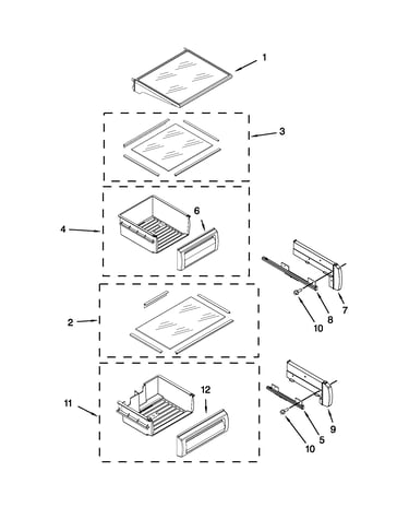 Refrigerator shelf parts