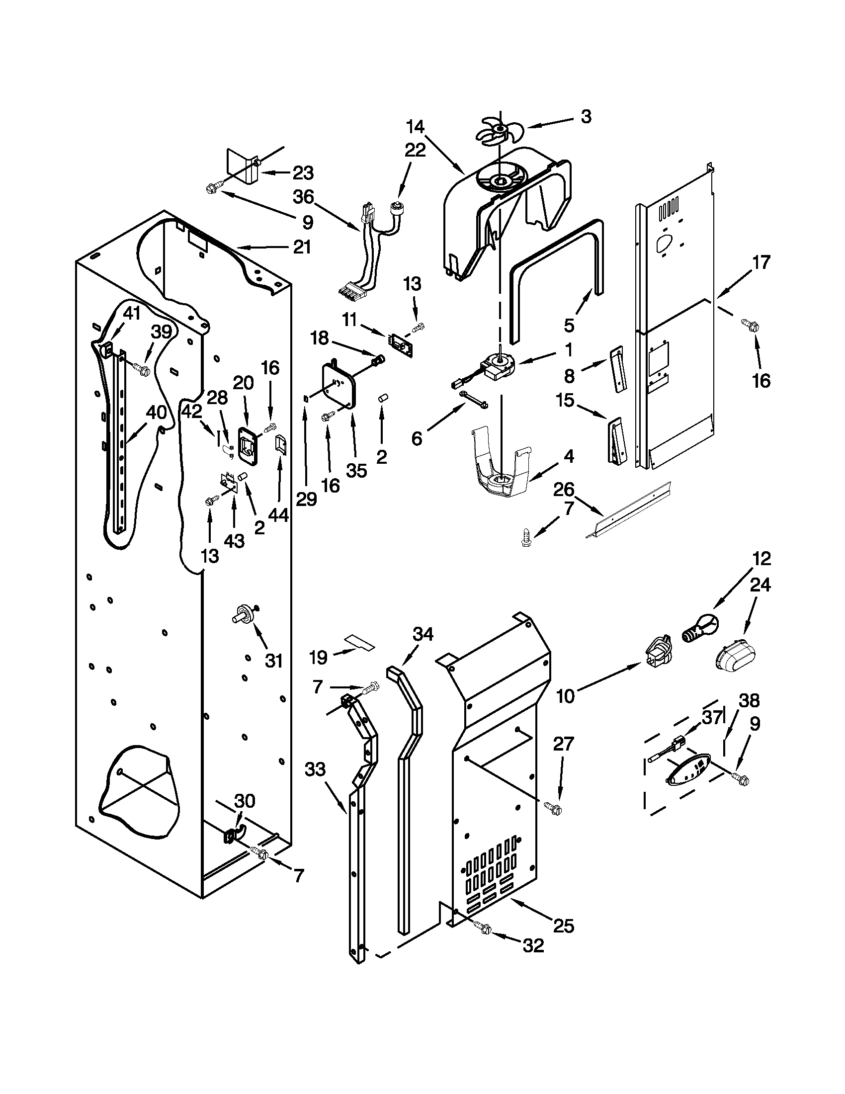 FREEZER LINER AND AIR FLOW PARTS