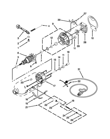 Motor and control unit parts