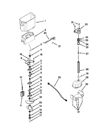 Motor and ice container parts