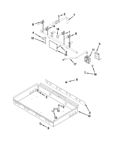 Burner box, gas valves and switch parts