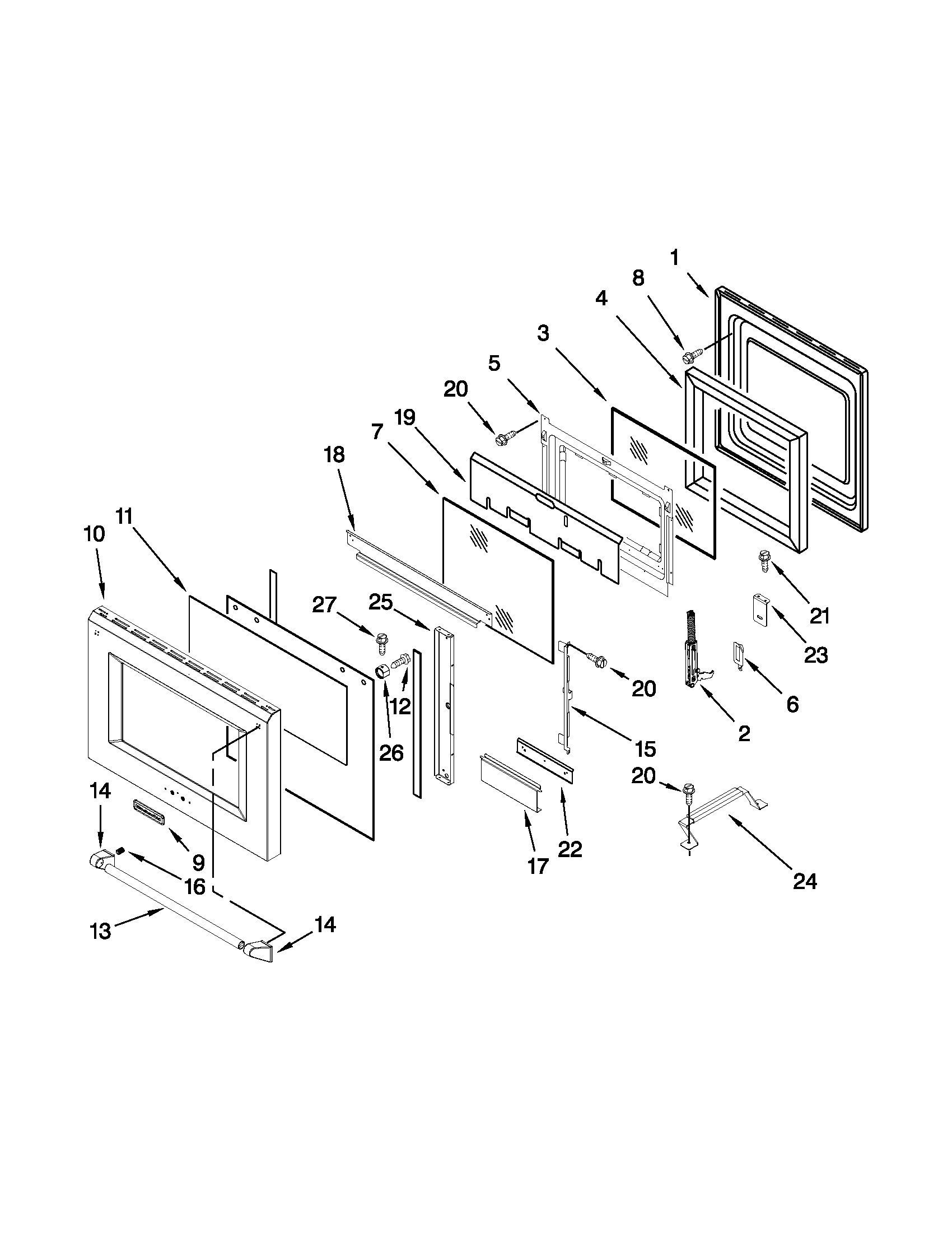 Oven door parts