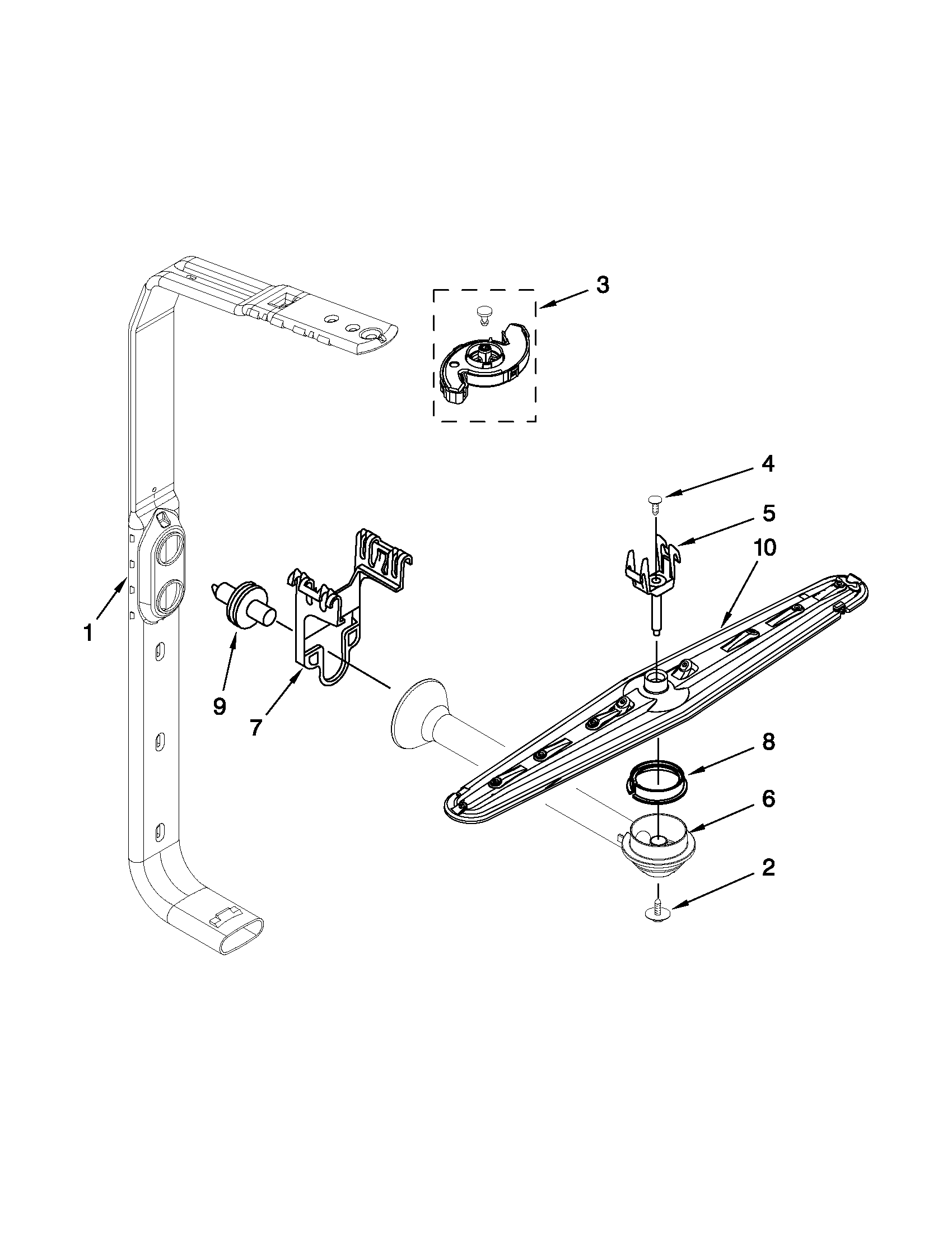 Upper wash and rinse parts