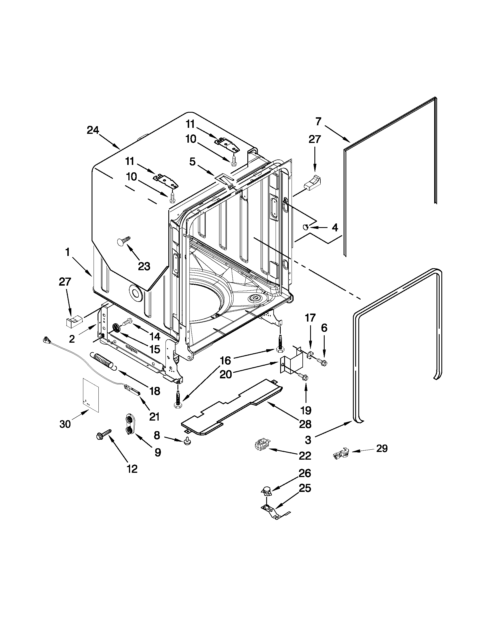 Tub and frame parts