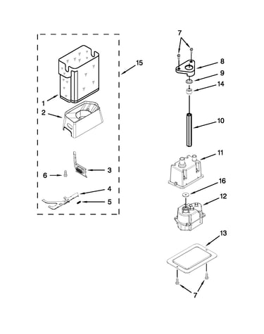 Motor and ice container parts
