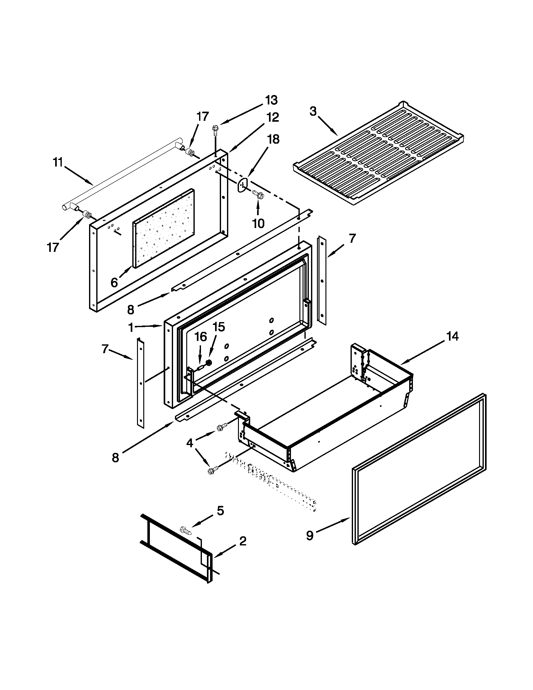 Freezer door and basket parts