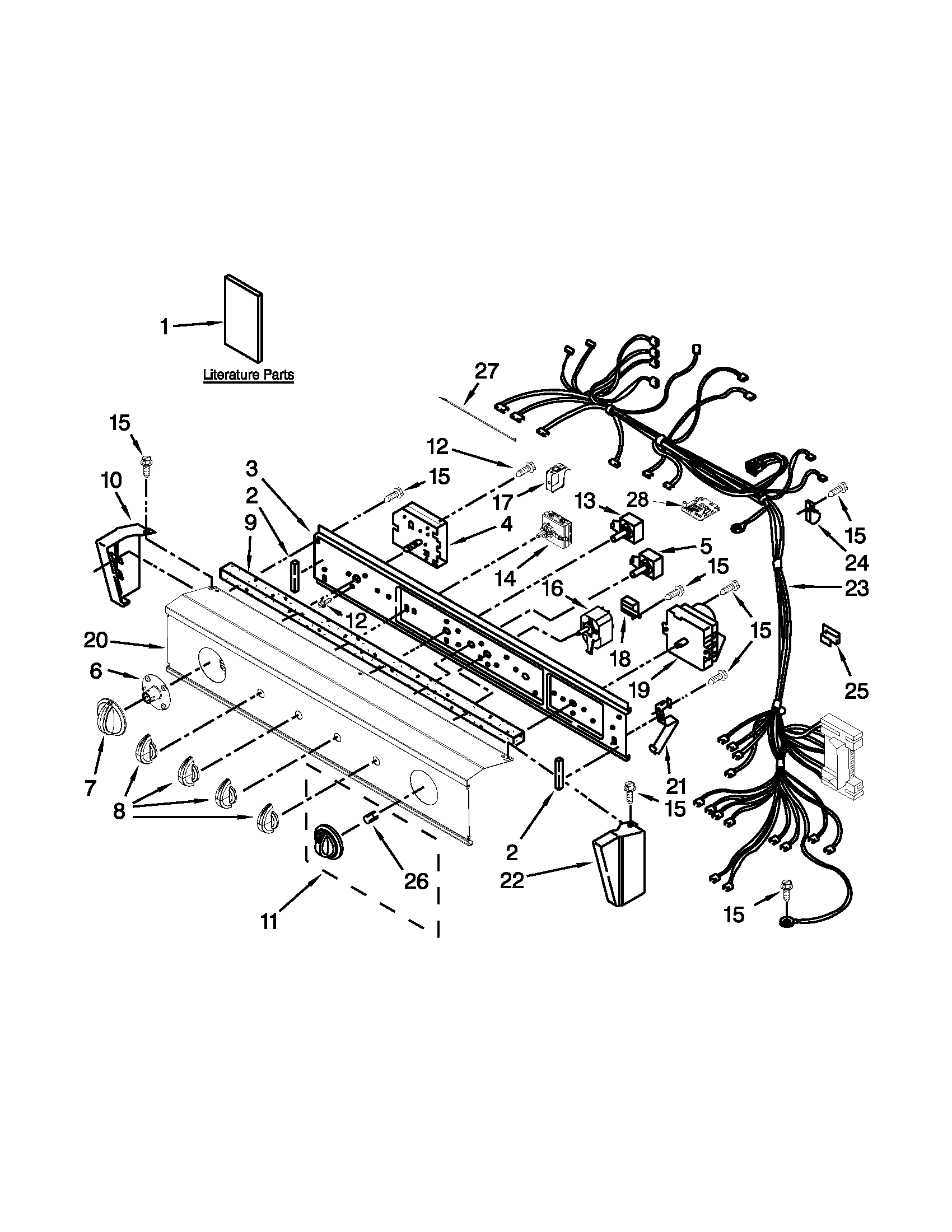 Washer/dryer control panel parts